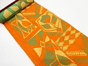 アンティーク　本場筑前博多　花更紗模様織り出し　名古屋帯反物